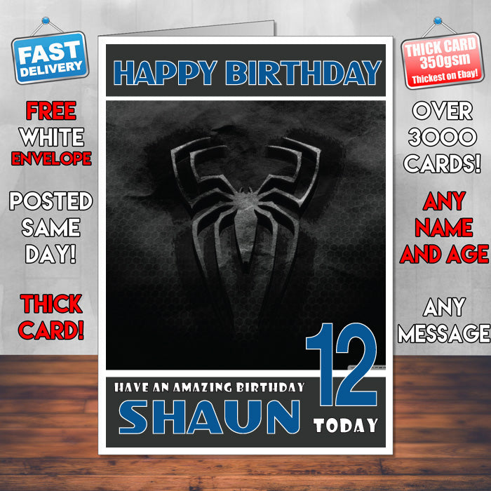 Personalised Spiderman Old Logo INSPIRED THEME Movie Birthday Card (SA)