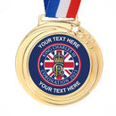 Coronation 2023 Logo Personalised Gold Star MEDAL 70MM WITH RED WHITE BLUE RIBBON