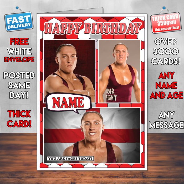 Pete Dunne KE Inspired Style Personalised Wrestling WWE Birthday Card