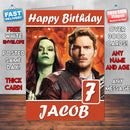 Peter Quill Gamora Theme Style Personalised Kids Inspired Movie Birthday Card (SA)