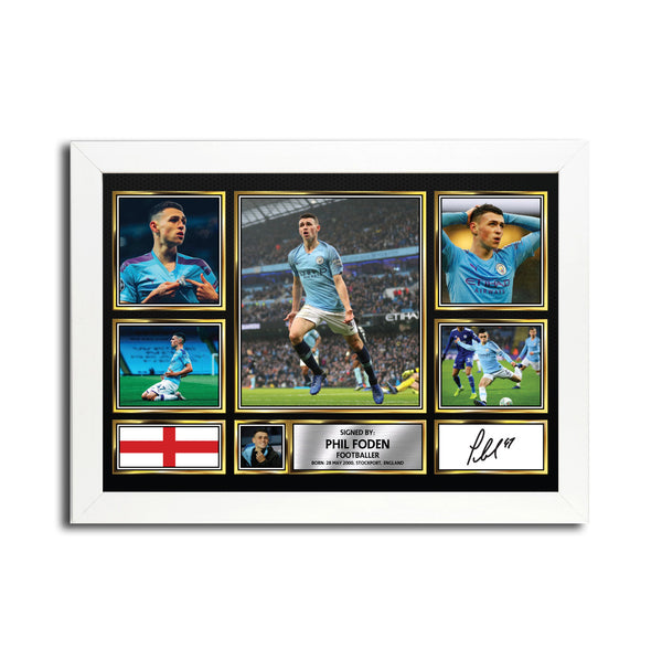 Phil Foden MC1696 – Black Frame Printed Signature Football Poster