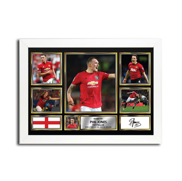 Phil Jones MC1656 – Black Frame Printed Signature Football Poster