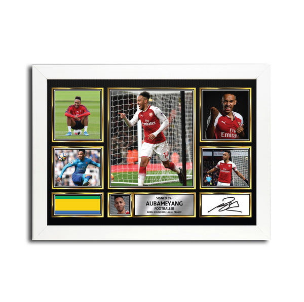 Pierre-Emerick Aubameyang MC1657 – Black Frame Printed Signature Football Poster