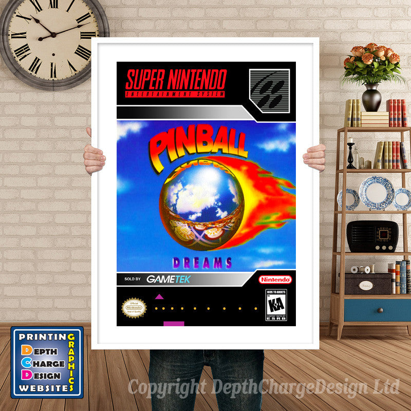 Pinball Dreams Super Nintendo GAME INSPIRED THEME Retro Gaming Poster A4 A3 A2 Or A1