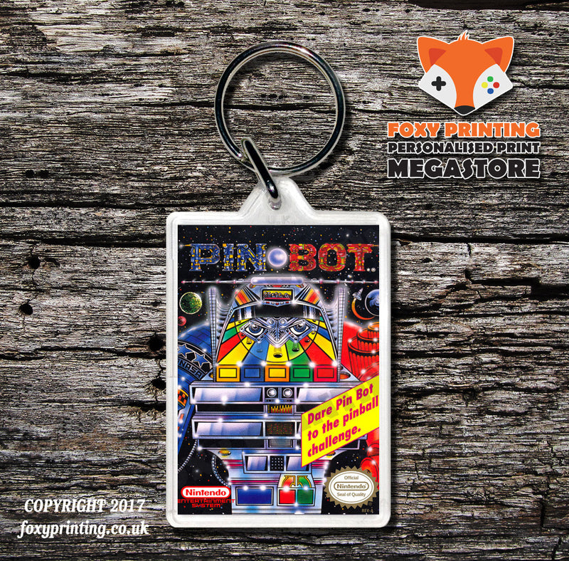 Pinball Retro NES Game Cover Art Gaming Keyring