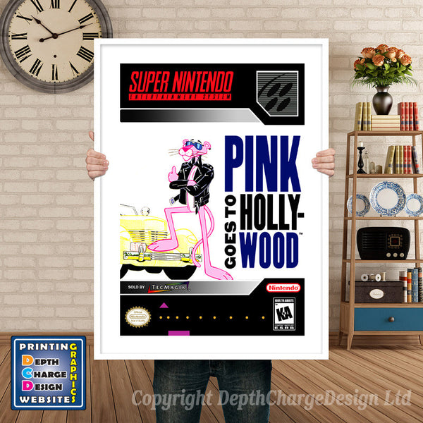 Pink Goes to Hollywood Super Nintendo Game Inspired Theme Retro Gaming Poster