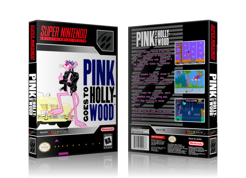 Pink Goes To Hollywood Replacement SNES REPLACEMENT Game Case Or Cover