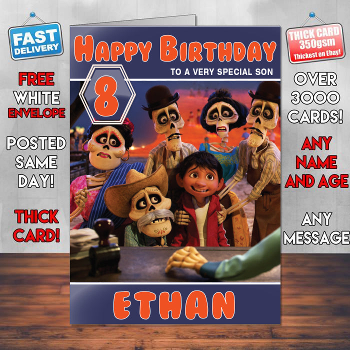 Pixar Coco 2017 Theme Style Personalised Kids Inspired Movie Birthday Card (SA)