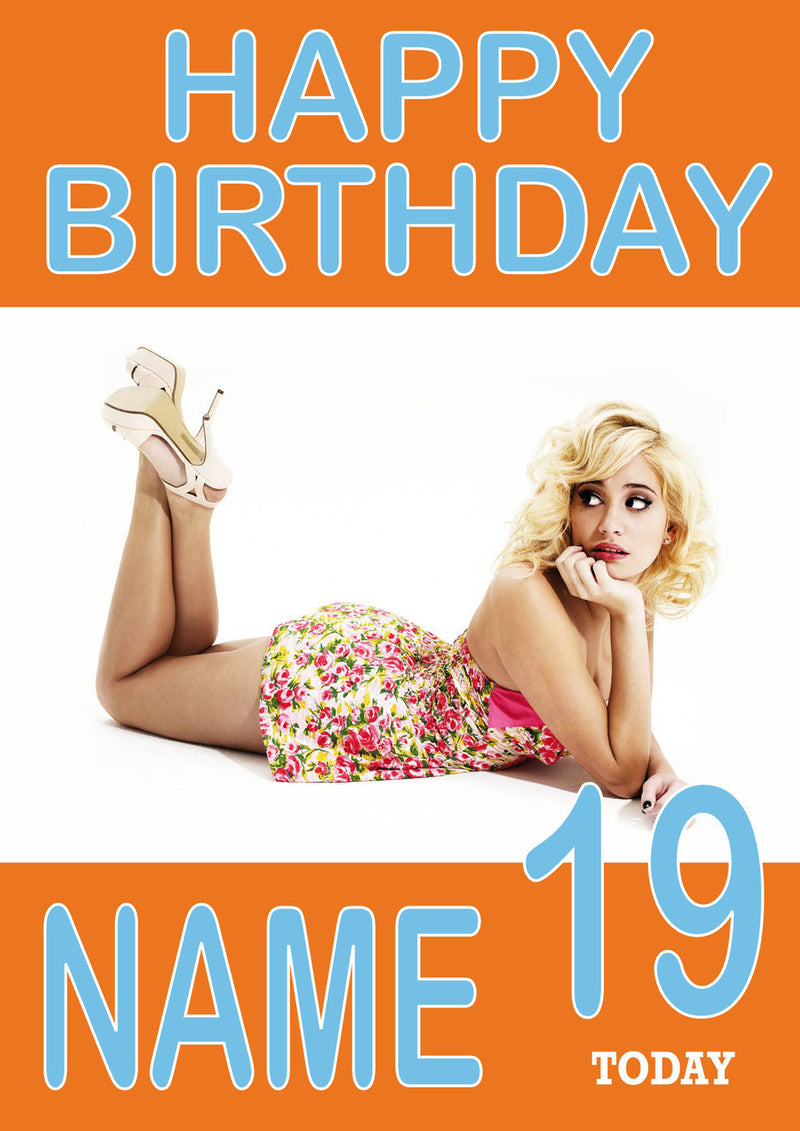 Personalised Pixie Lott INSPIRED Adult RUDE Birthday Card