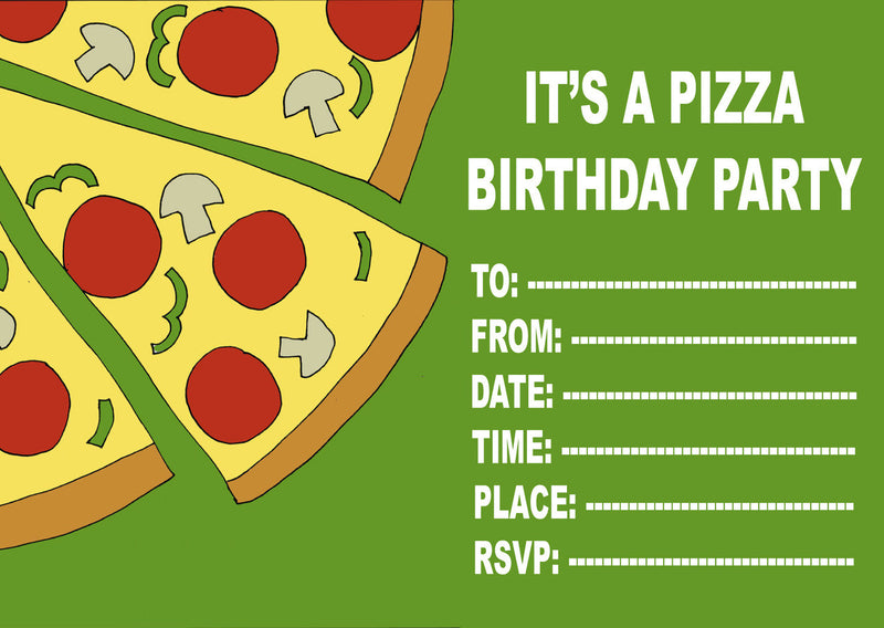 10 X Personalised Printed Pizza Party INSPIRED STYLE Invites
