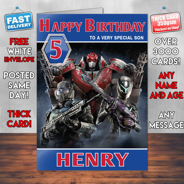 Personalised Planetside 2 Pc Inspired Style Game Kids Inspired Birthday Card (SA) – Personalised Planetside 2 Pc Game Birthday Card