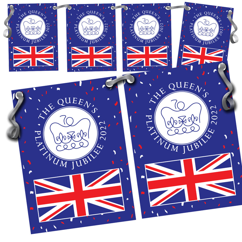 Red & Blue Platinum Jubilee Bunting - Street Party Decorative Flags