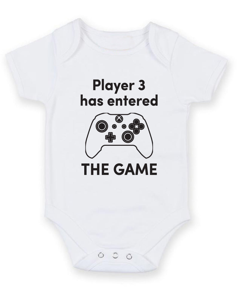 Player 3 has entered the Game 1 Printed Baby Grow Bodysuit Boy Girl Unisex Gift