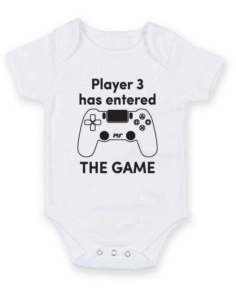 Player 3 has entered the Game 2 Printed Baby Grow Bodysuit Boy Girl Unisex Gift