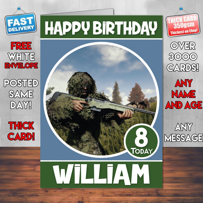 Player Unknowns Battlegrounds 3 Inspired Style Game Kids Inspired Birthday Card (SA)