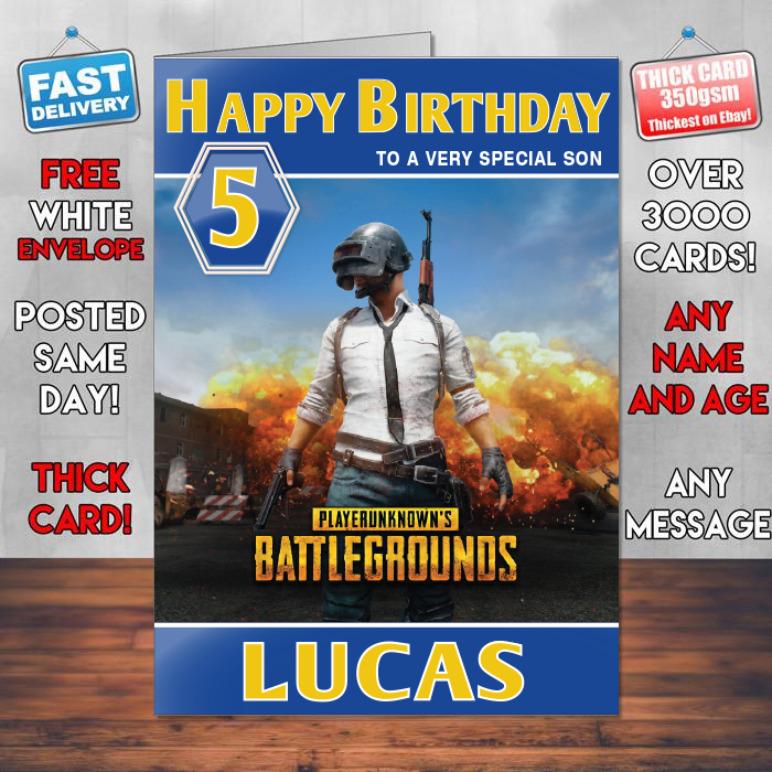Personalised Playerunknowns Battlegrounds Inspired Style Game Kids Inspired Birthday Card (SA)