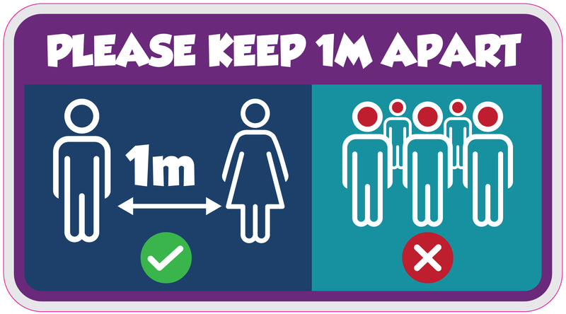 Please Keep 1m Apart In Bar Pub Cafe Blue Social Distancing Floor Stickers
