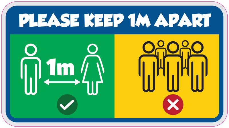 Please Keep 1m Apart In Bar Pub Cafe Yellow Green Social Distancing Floor Stickers