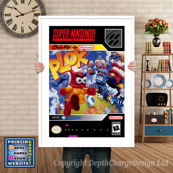 Plok Super Nintendo Game Inspired Theme Retro Gaming Poster