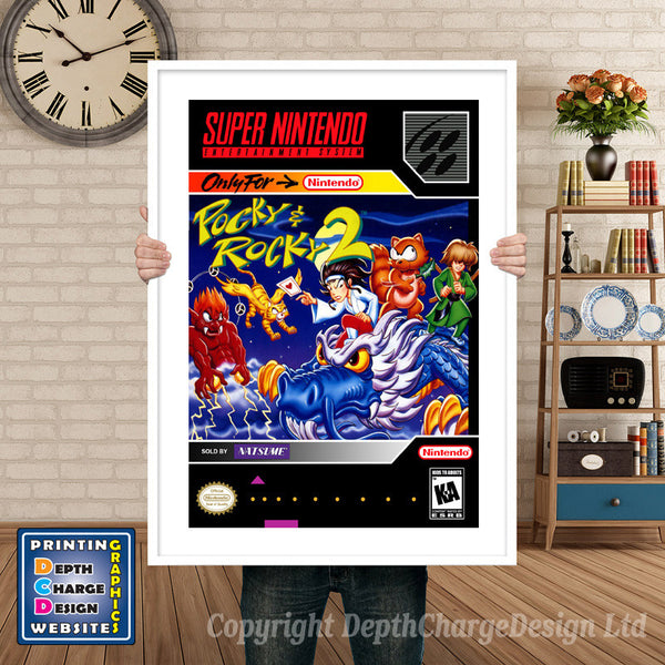 Pocky and Rocky 2 Super Nintendo Game Inspired Theme Retro Gaming Poster