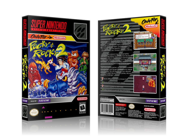 Pocky And Rocky 2 Replacement SNES REPLACEMENT Game Case Or Cover