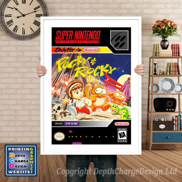 Pocky and Rocky Super Nintendo Game Inspired Theme Retro Gaming Poster