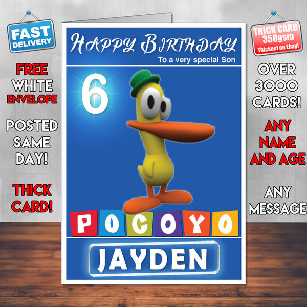 Pocoyo 3 Style Theme Personalised Kidshows Birthday Card (SA)