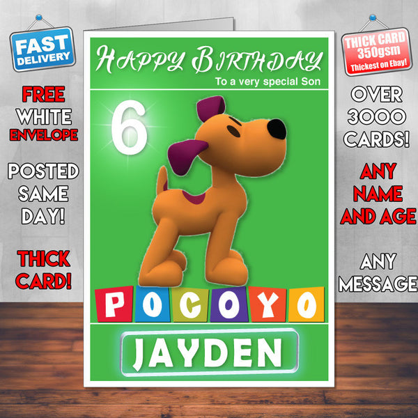 Pocoyo 6 Style Theme Personalised Kidshows Birthday Card (SA)