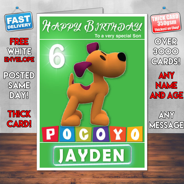 Pocoyo 6 Style Theme Personalised Kidshows Birthday Card (SA)
