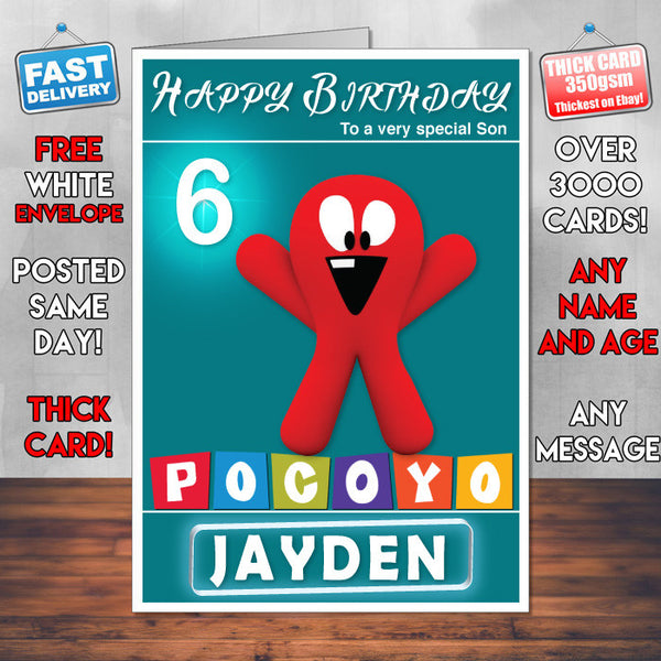 Pocoyo 9 Style Theme Personalised Kidshows Birthday Card (SA)