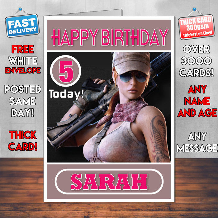 Personalised Point Blank Inspired Style Game Kids Inspired Birthday Card (SA)