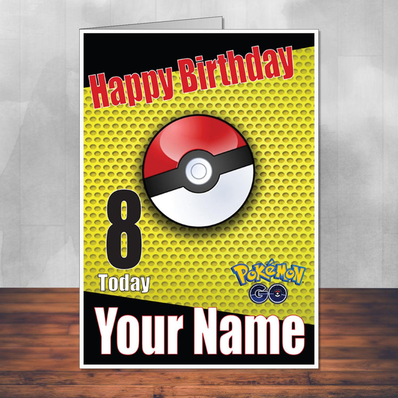 Pokeball Pokemon Go THEME INSPIRED Kids Adult Personalised Birthday Card Birthday Card