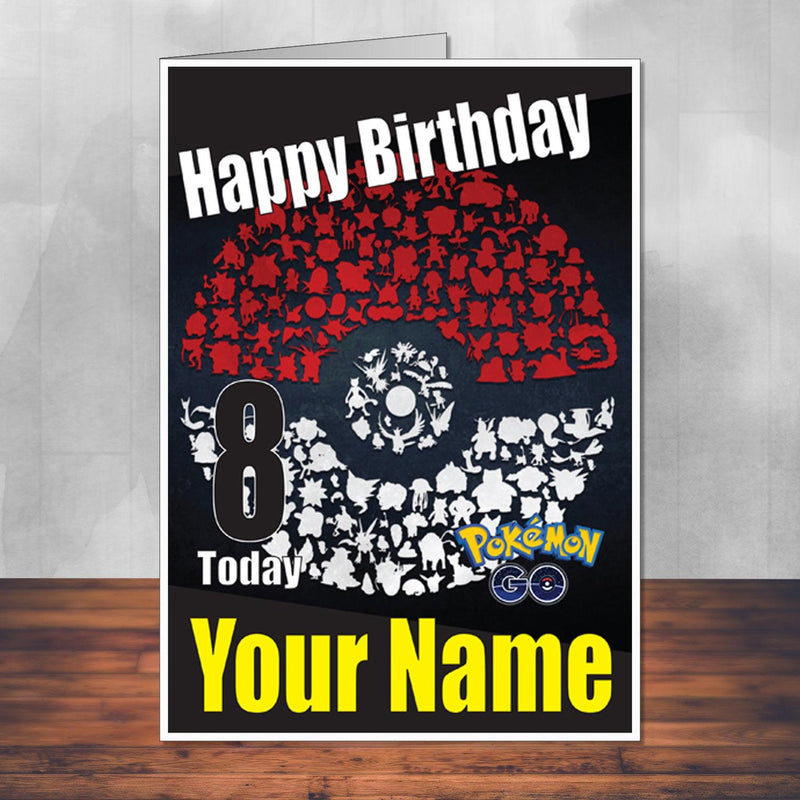 Pokemon Character Pokemon Go THEME INSPIRED Kids Adult Personalised Birthday Card Birthday Card