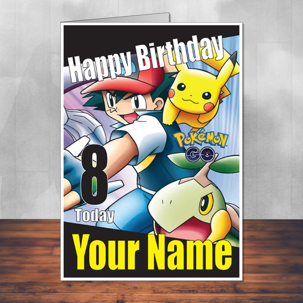 Pokemon Fight Pokemon Go Theme Inspired Kids Adult Personalised Birthday Card
