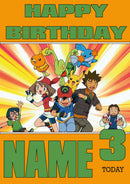 Retro Gaming Pokemon THEME INSPIRED Kids Adult Personalised Birthday Card