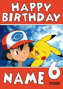 THEME INSPIRED Kids Adult Personalised Birthday Card Pokemon Card Birthday Card