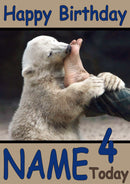 Polar Bear Eating Foot Funny Kids Adult Personalised Birthday Card Gift Present