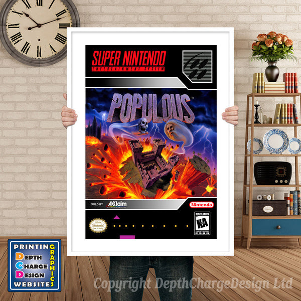 Populous Super Nintendo Game Inspired Theme Retro Gaming Poster
