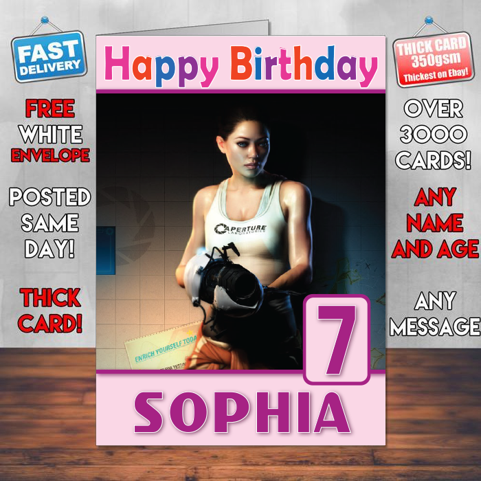 Personalised Portal 2 Aperture Laboratories Inspired Style Game Kids Inspired Birthday Card (SA)