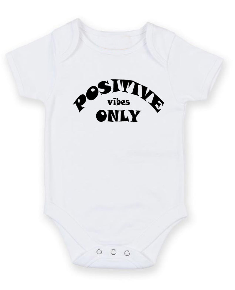Positive Vibes Only Personalised Baby Boy Girl Unisex Short Sleeve Bodysuit