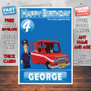 Postman Pat 4 Style Theme Personalised Kidshows Birthday Card (SA)