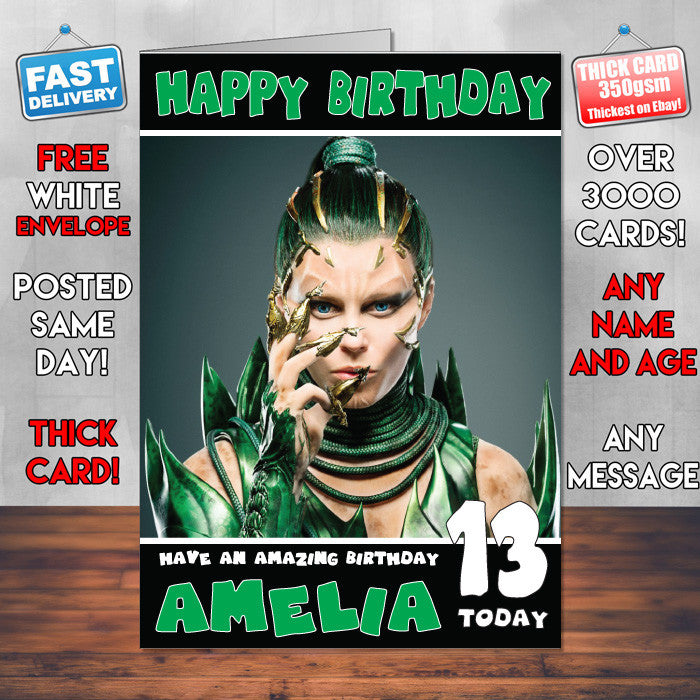 Powerrangers Green 2 THEME INSPIRED Style PERSONALISED Kids Adult FUNNY Birthday Card