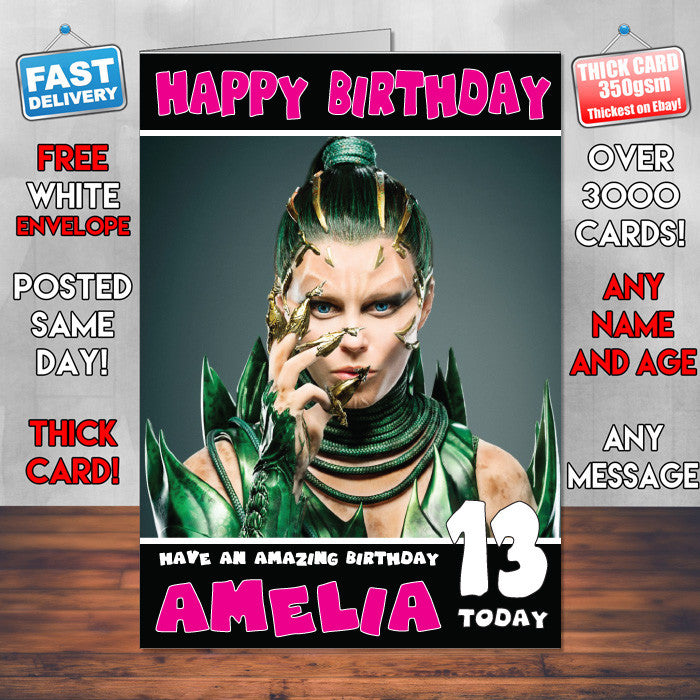 Powerrangers Green THEME INSPIRED Style PERSONALISED Kids Adult FUNNY Birthday Card