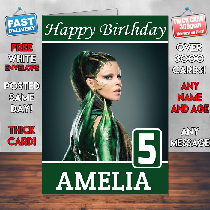 Power Rangers Rita Repulsa Theme Style Personalised Kids Inspired Movie Birthday Card (SA)