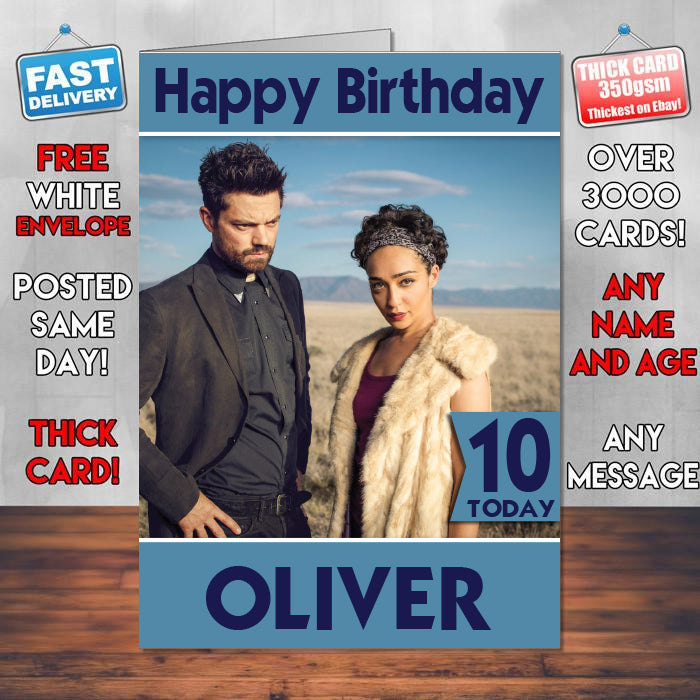 Preacher Theme Style Personalised Kids Inspired Movie Birthday Card (SA)