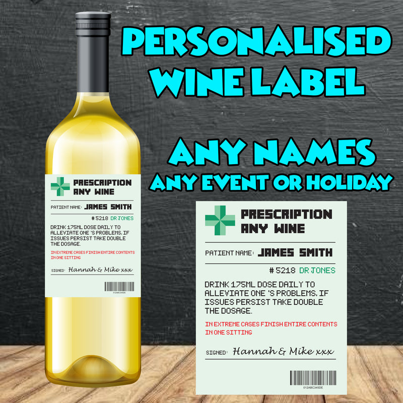 PERSONALISED Doctor's Wine Bottle Label  - custom name bottle lables