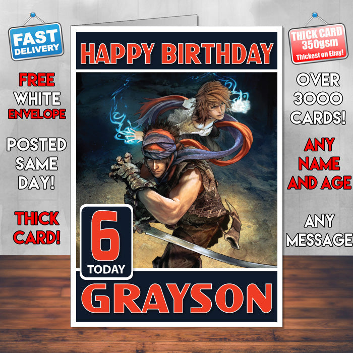 Personalised Prince Of Persia Epilogue Inspired Style Game Kids Inspired Birthday Card (SA)