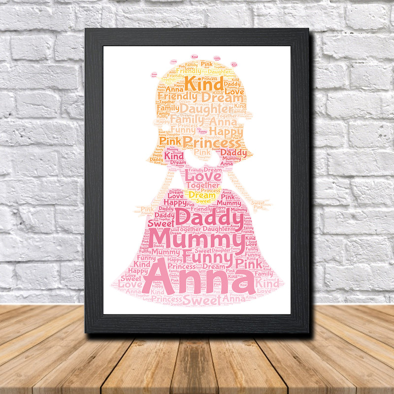 Personalised Princess 1 Word Art Poster Print