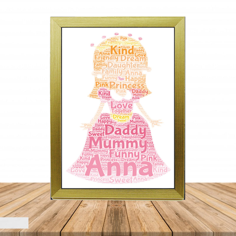 Personalised Princess 1 Word Art Poster Print