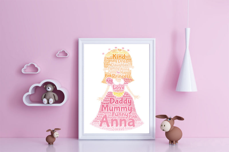 Personalised Princess 1 Word Art Poster Print